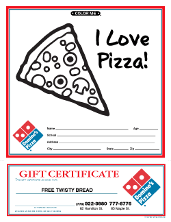 Domino's Pizza Color Me Sheets: I Love Pizza