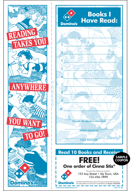 Domino's Reading Program with Bookmark
