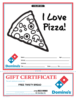 Domino's Pizza Color Me Sheets: I Love Pizza
