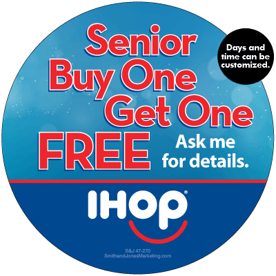 IHOP: Senior BOGOF Button