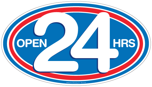 Open 24 Hours Window Cling