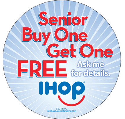 IHOP: Senior BOGOF Button