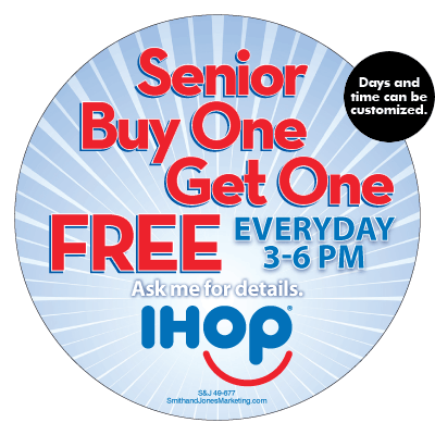 IHOP: Senior BOGOF Button