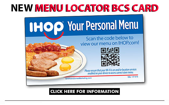 IHOP Menu Locator BCS Card