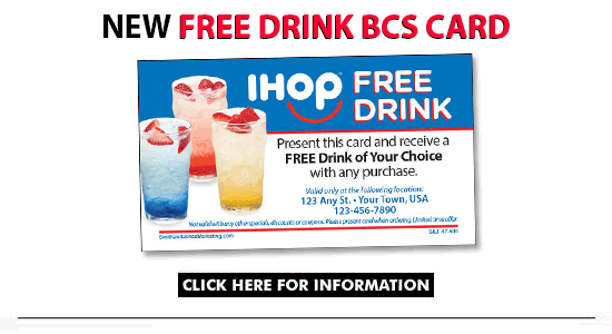 IHOP Free Drink Card