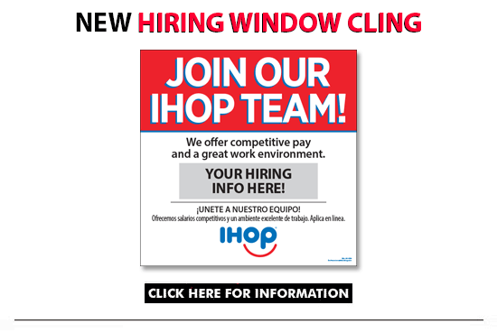 IHOP Hiring Clings